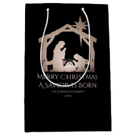 Merry Christmas A Savior Is Born Nativity Mittlere Geschenktüte