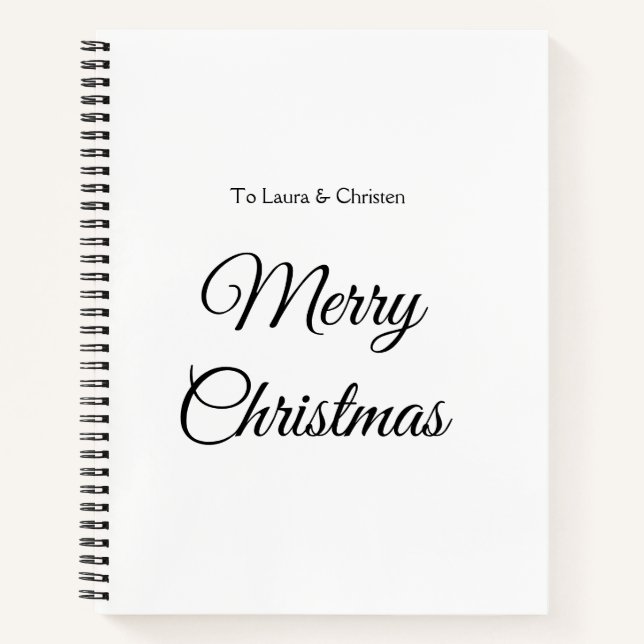 Merry Christmas add name text custom family gift Notizbuch (Vorderseite)