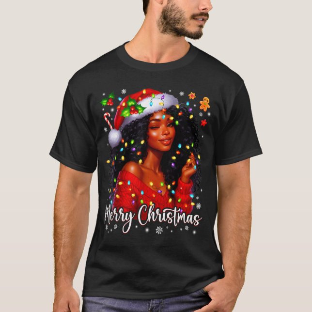 Merry Christmas African American Melanin Pjs Xmas  T-Shirt (Vorderseite)