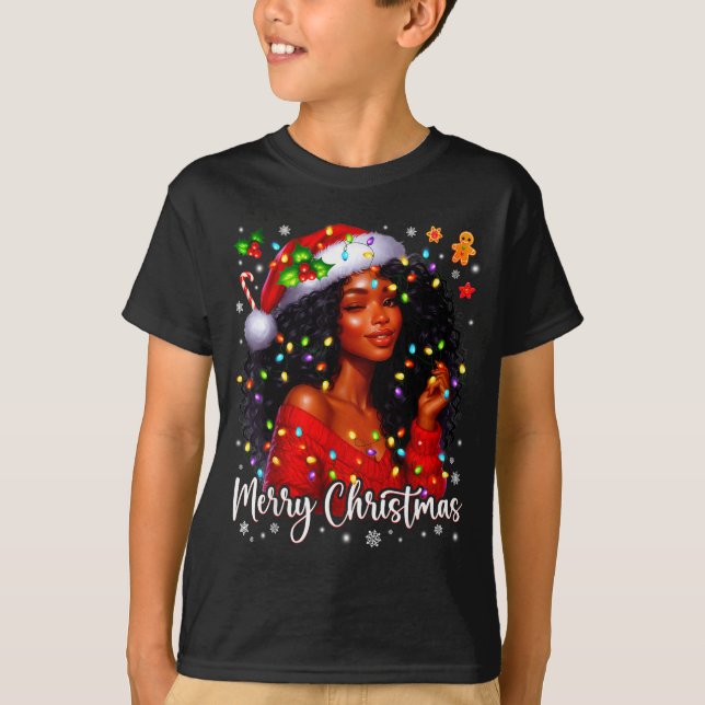 Merry Christmas African American Melanin Pjs Xmas  T-Shirt (Vorderseite)