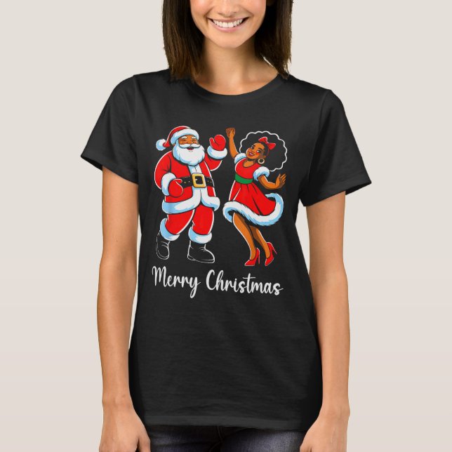 Merry Christmas African American Santa Claus Xmas  T-Shirt (Vorderseite)