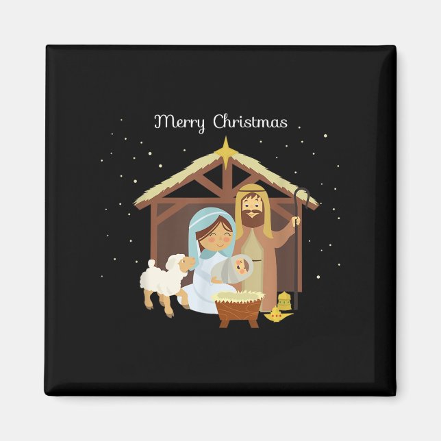 Merry Christmas &amp; Nativity Scene Christian Fai Magnet (Vorne)