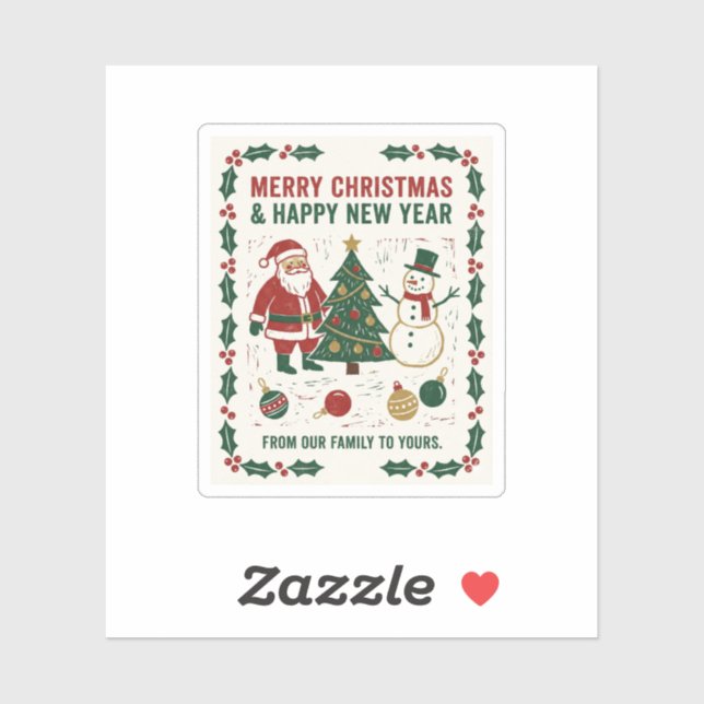 Merry Christmas and a Happy New Year Aufkleber (Blatt)