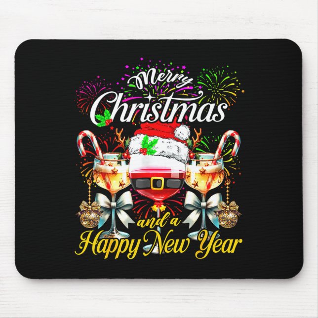 Merry Christmas And A Happy New Year Firework Wine Mousepad (Vorne)