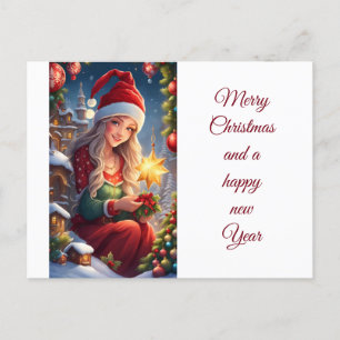 Merry Christmas and a happy new Year Girl Postkarte