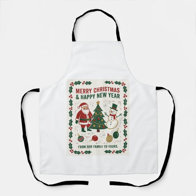 Merry Christmas and a Happy New Year Schürze (Vorderseite)