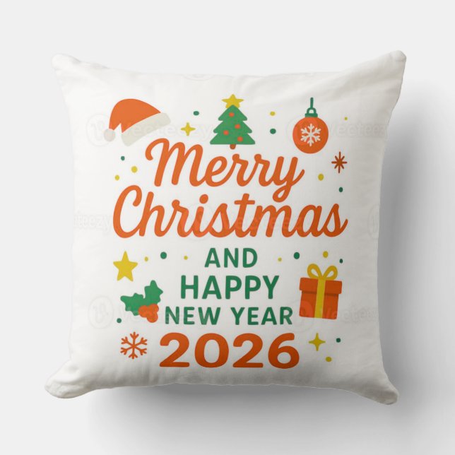 Merry Christmas and Happy New Year 2026 Kissen (Vorderseite)