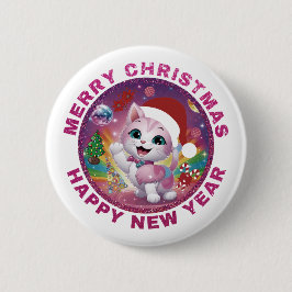 Merry Christmas And Happy New Year Button