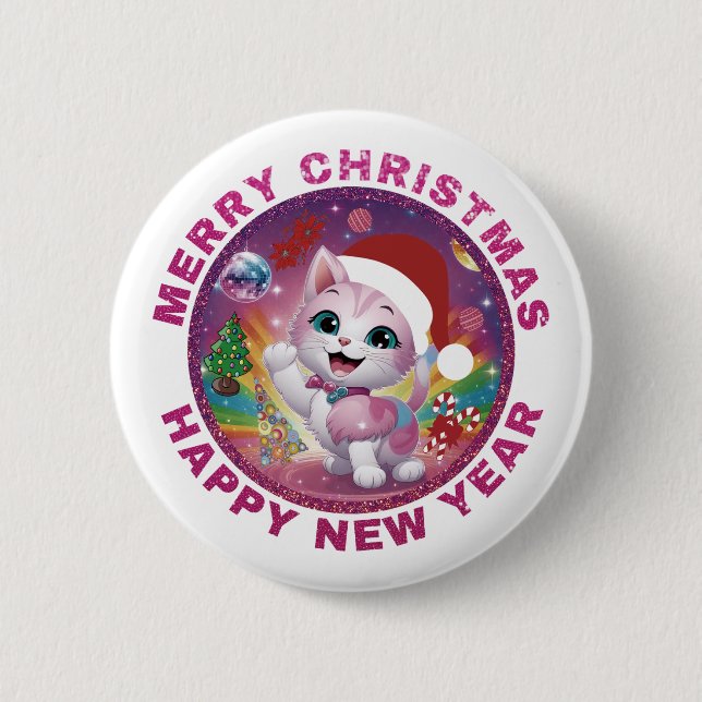 Merry Christmas And Happy New Year Button (Vorderseite)