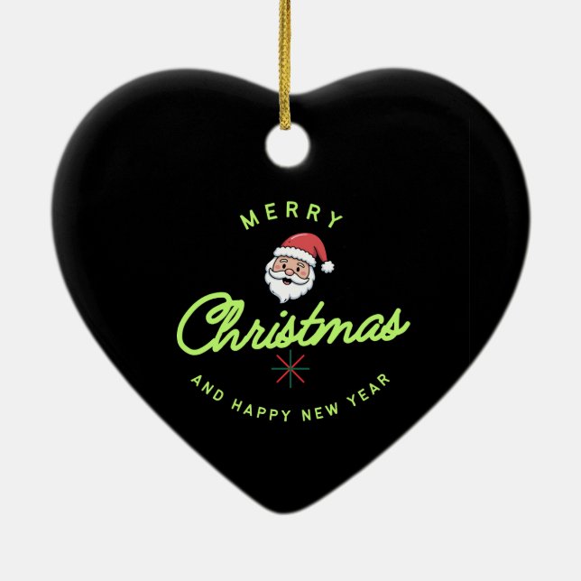 Merry Christmas and Happy New Year Keramik Ornament (Hinten)