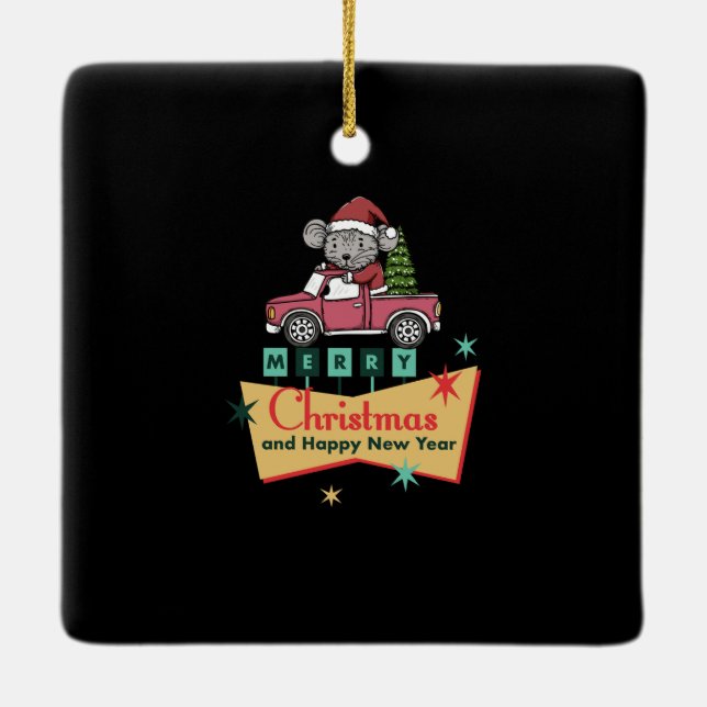 Merry Christmas and Happy New Year Keramikornament (Rückseite)