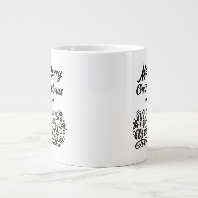 Merry Christmas and Happy New Year Plain Design Jumbo-Tasse (Vorderseite)