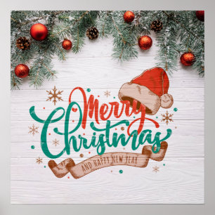 Merry Christmas And Happy New Year Poster