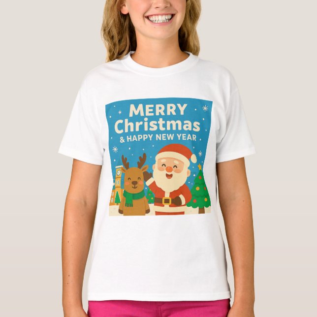 Merry Christmas and Happy New Year - Santa T-Shirt (Vorderseite)