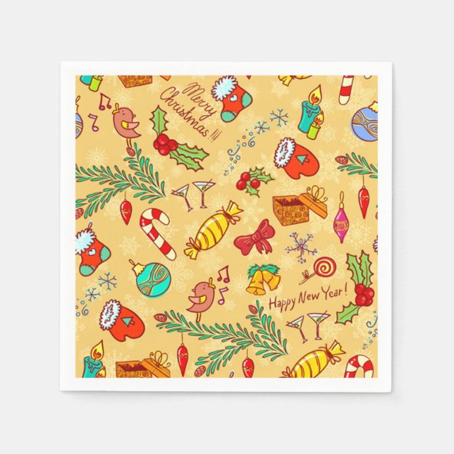 Merry Christmas And Happy New Year Serviette (Vorderseite)