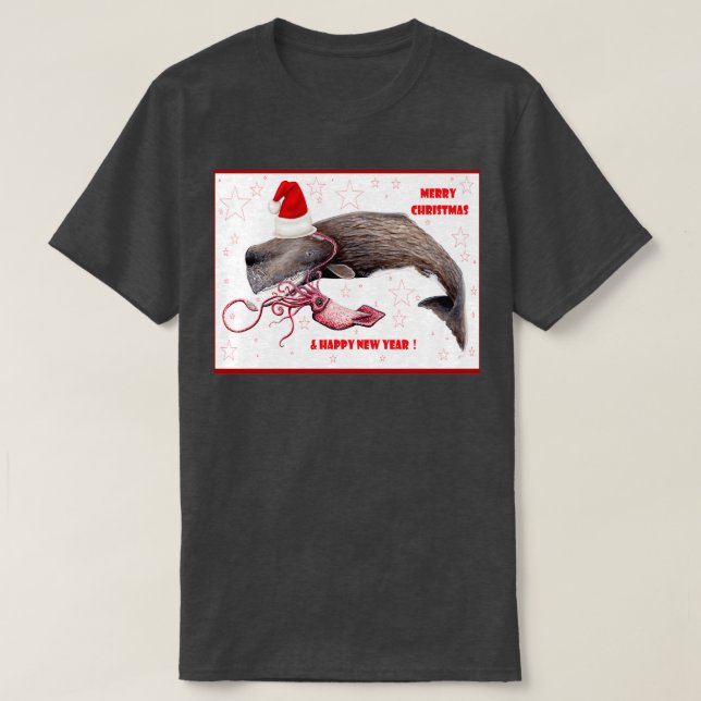 Merry Christmas and happy new year sperm whale for T-Shirt (Design vorne)