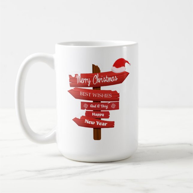 Merry Christmas and Happy New Year Wooden Arrows Kaffeetasse (Links)