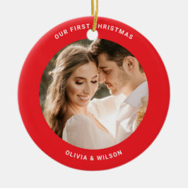 Merry Christmas and Married Photo Keramik Ornament
