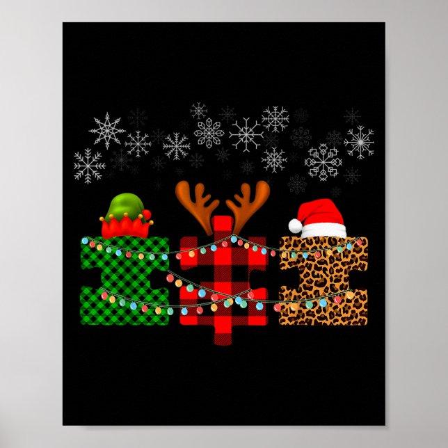 Merry Christmas And Snowflakes Autism Merry Christ Poster (Vorne)