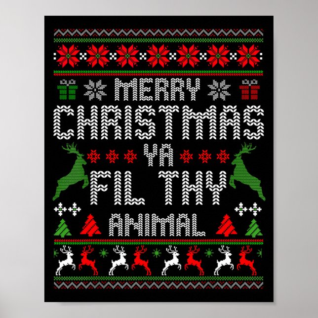Merry Christmas Animal Filthy Ya Xmas Pajama Chris Poster (Vorne)