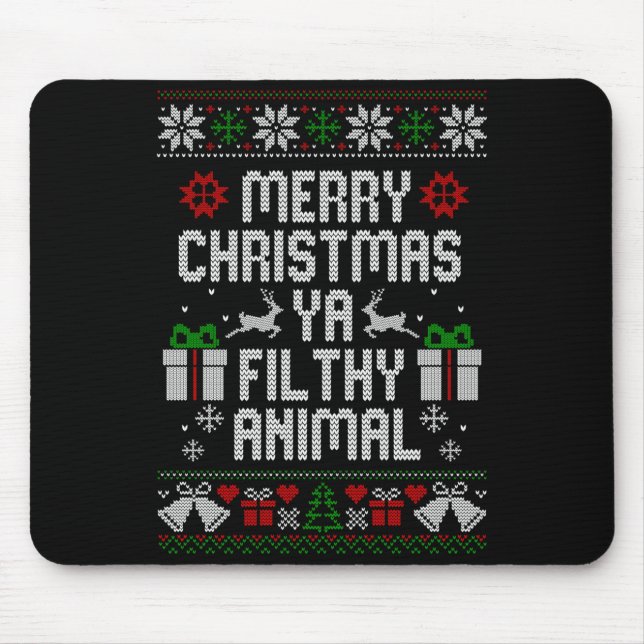 Merry Christmas Animal Filthy Ya Xmas Pajama Long  Mousepad (Vorne)