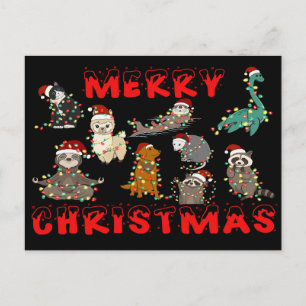 Merry Christmas Animals with Lights  Postkarte