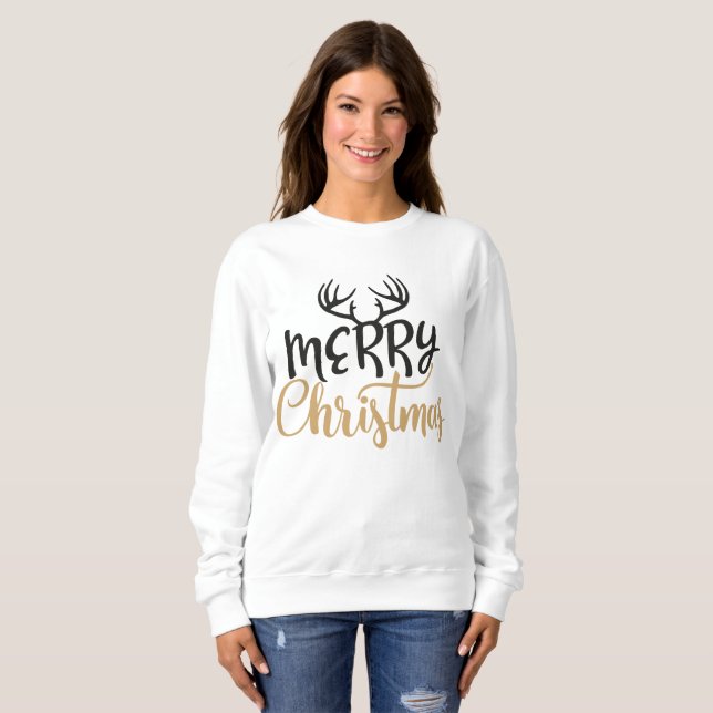 Merry Christmas Antler Sweatshirt for Women (Vorne ganz)