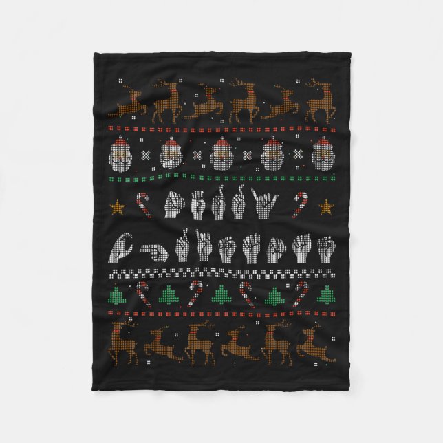 Merry Christmas Asl Sign Language Deaf Pride Sped  Fleecedecke (Vorderseite)
