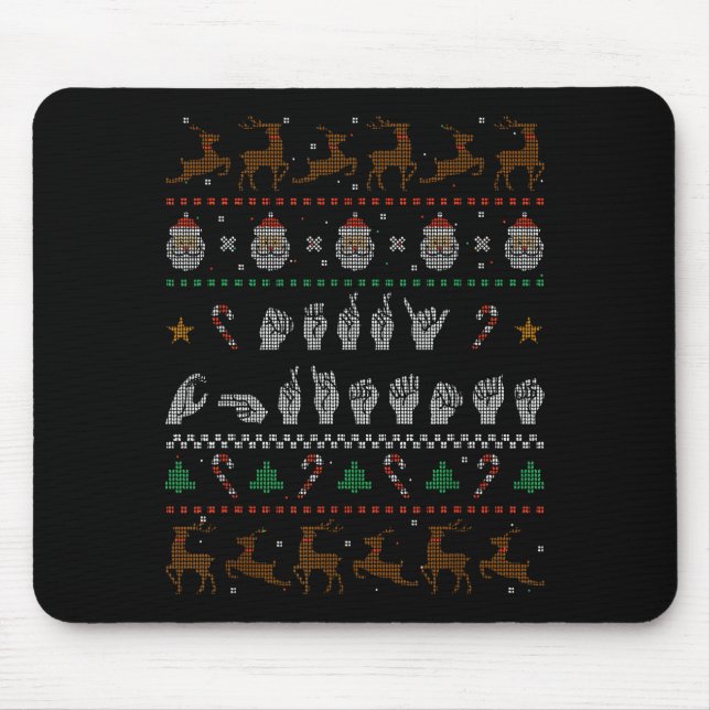 Merry Christmas Asl Sign Language Deaf Pride Sped  Mousepad (Vorne)
