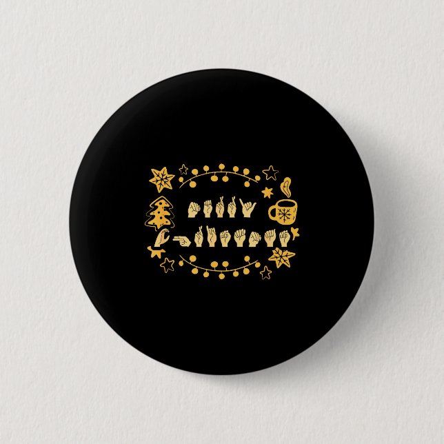 Merry Christmas Asl Sign Language Deaf Sped Women  Button (Vorderseite)
