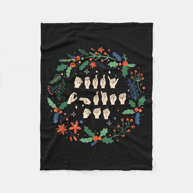 Merry Christmas Asl Sign Language Deaf Sped Women  Fleecedecke (Vorderseite)