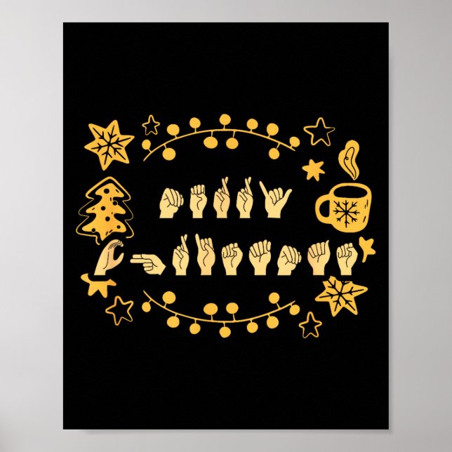Merry Christmas Asl Sign Language Deaf Sped Women  Poster (Vorne)