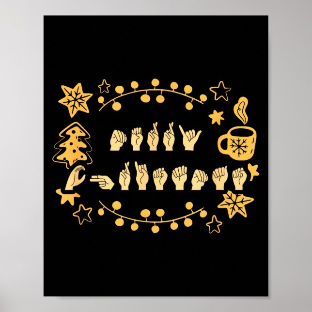 Merry Christmas Asl Sign Language Deaf Sped Women  Poster (Vorne)