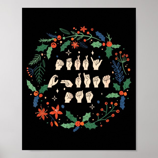 Merry Christmas Asl Sign Language Deaf Sped Women  Poster (Vorne)