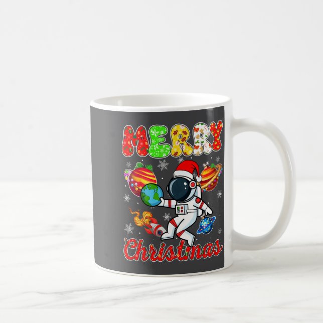 Merry Christmas Astronaut Santa Hat Snowflakes Tre Kaffeetasse (Rechts)