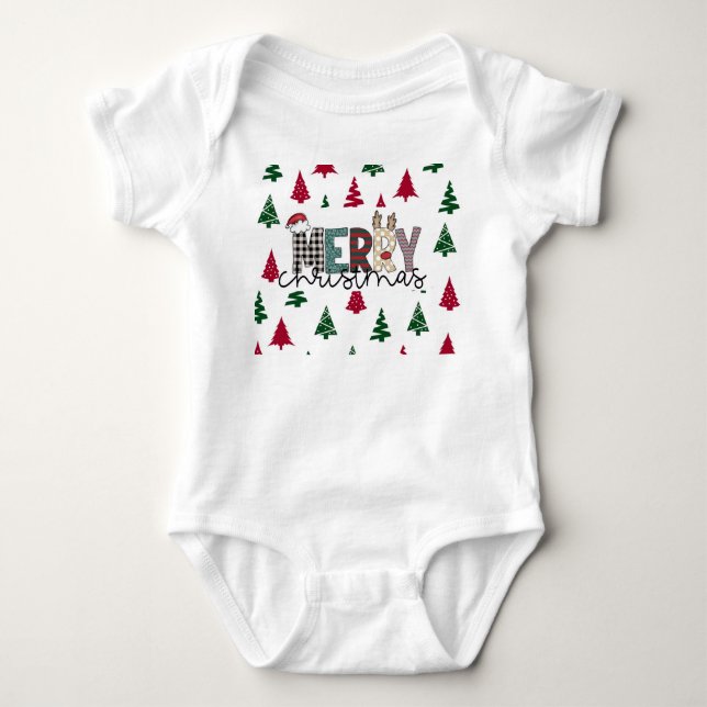 “MERRY Christmas” Baby Bodysuit  Strampler (Vorderseite)