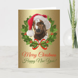 Merry Christmas Baby Boer Goat Oil Painting Feiertagskarte