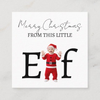Merry Christmas Baby Elf Holiday Greeting Card Quadratische Visitenkarte