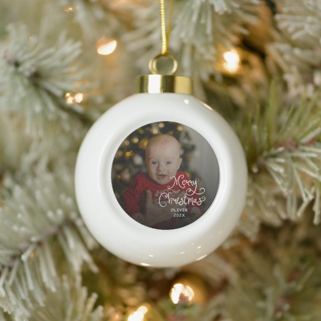 Merry Christmas Baby Photo Keramik Kugel-Ornament (Baum)