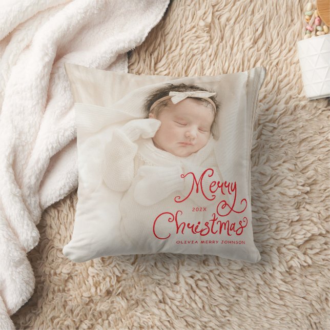 Merry Christmas Baby Photo Kissen (Decke)