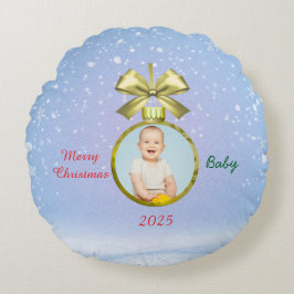 Merry Christmas Baby Photo Rundes Kissen