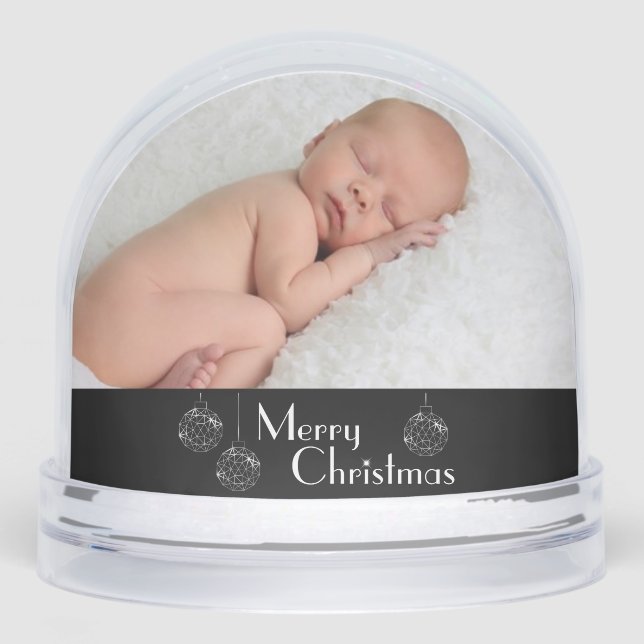Merry Christmas Baby with ornaments Double Photo  Schneekugeln (Vorderseite)
