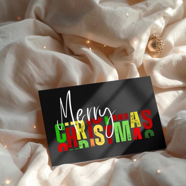 Merry christmas balck colorful Flat Card (Von Creator hochgeladen)