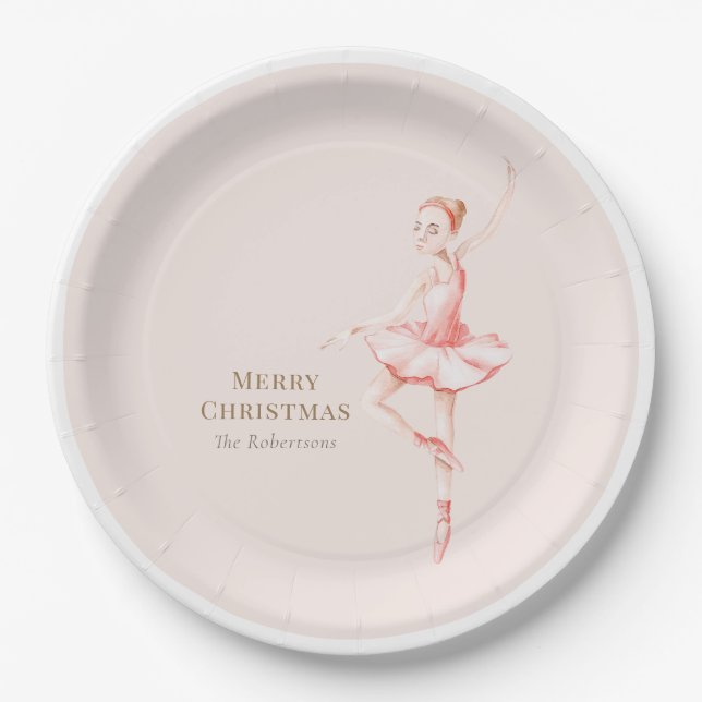 Merry Christmas Ballerina Paper Plate Pappteller (Vorderseite)