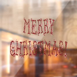 Merry Christmas Baubles & Stars Decor 11x8 Vinyl Fensteraufkleber