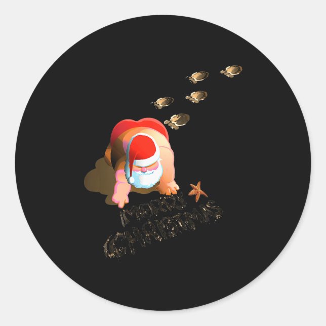 Merry Christmas - Beach Christmas  Runder Aufkleber (Vorderseite)