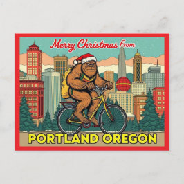 Merry Christmas Bigfoot Portland Oregon Feiertagspostkarte