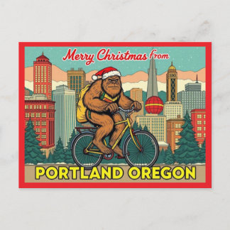 Merry Christmas Bigfoot Portland Oregon Feiertagspostkarte