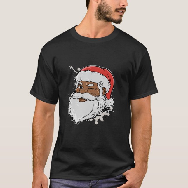 Merry Christmas Black African American Santa Gift  T-Shirt (Vorderseite)