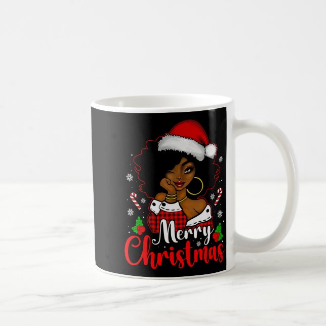 Merry Christmas Black African Girl Santa Hat Xmas  Kaffeetasse (Rechts)